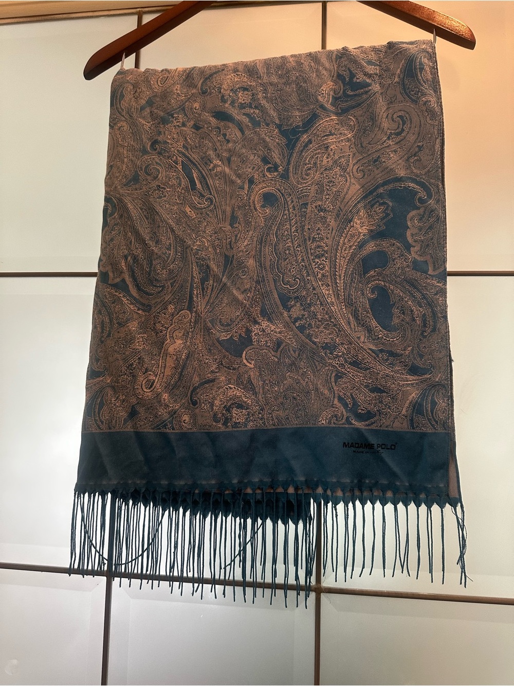 Teal Paisley Fringe Scarf Shawl Hijab NWOT